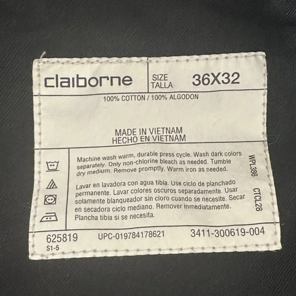 Claiborne Mens Black Corduroy Pants 36x32 100% Cotton Normcore Preppy Academia - Picture 3 of 5